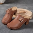 thumbnail image 6 of Xfvqtps Womens Mules Slide Sandals Block Heel Close Toe Buckle Strap Casual Slip on Spring Summer Office Wear Comfort, 6 of 9