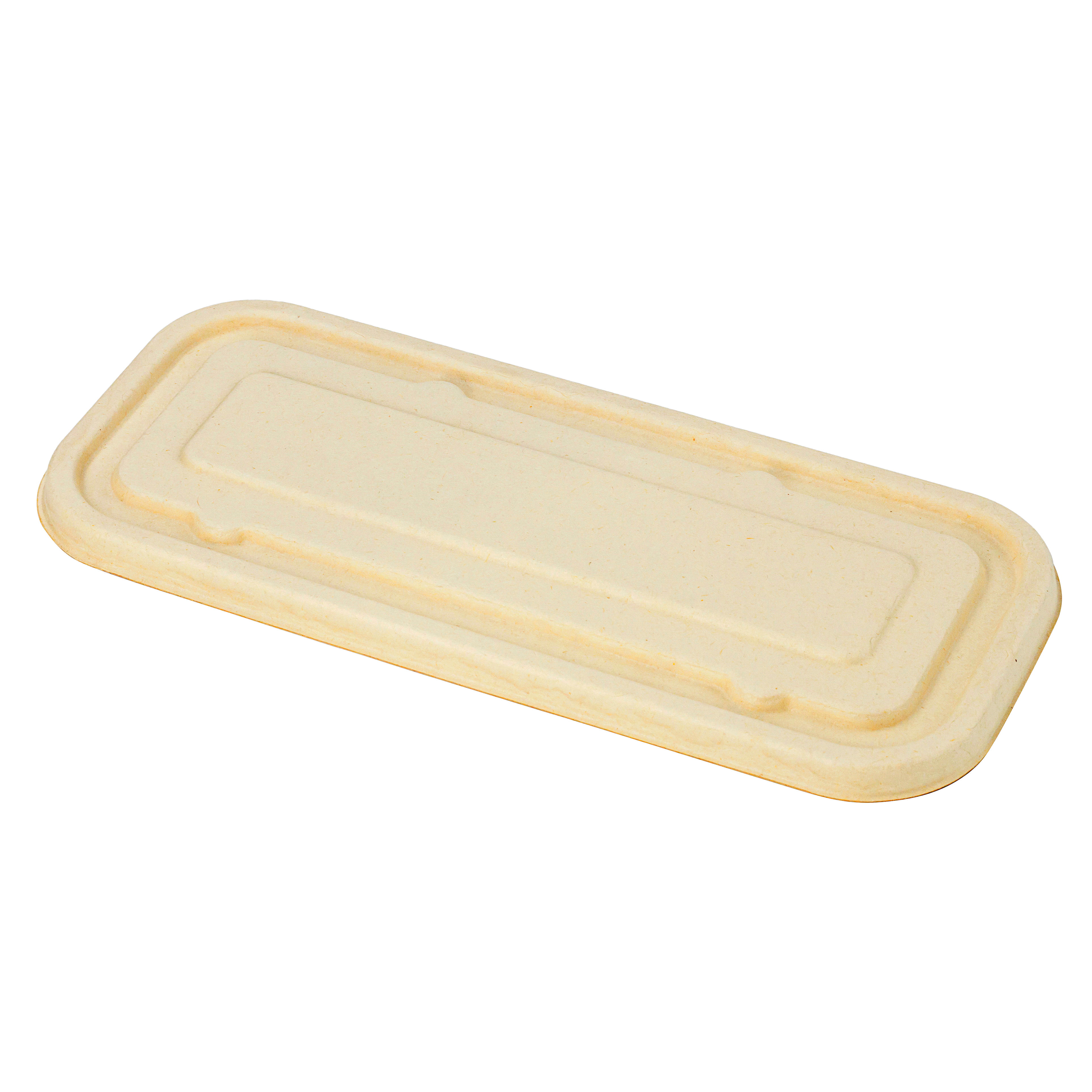 Pulp Tek Rectangle Natural Bagasse Flat Lid - Fits To Go Trays - 100 count  box
