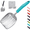 Cyan, variant on Cat Litter Scoop, Metal, 13.8 x 5.3 in, Deep Shovel Poop Sifting with Long Handle, Pooper Lifter Works with All Type of Cat Litter, with Holder