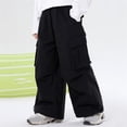thumbnail image 3 of Adeawade Boys Pants Cargo Jogger Pants For Kids Outdoor Wide Leg Parachute Style Trousers With Pockets Elastic Waist Relax Fit Slacks Classic Clothes Black 9-10 Years, 3 of 4