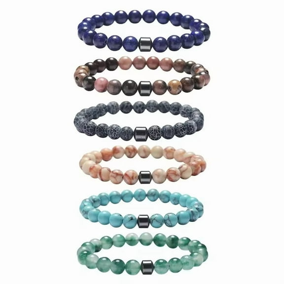 Natural Gemstone Bracelet Vintage Stone Beads Men Women Jewelry