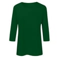 thumbnail image 5 of felwors 3/4 Length Sleeve Womens Tops Casual Loose Fit Crewneck T Shirts Cute Solid Three Quarter Length Tunic Tops Dark Green, XXL, 5 of 6
