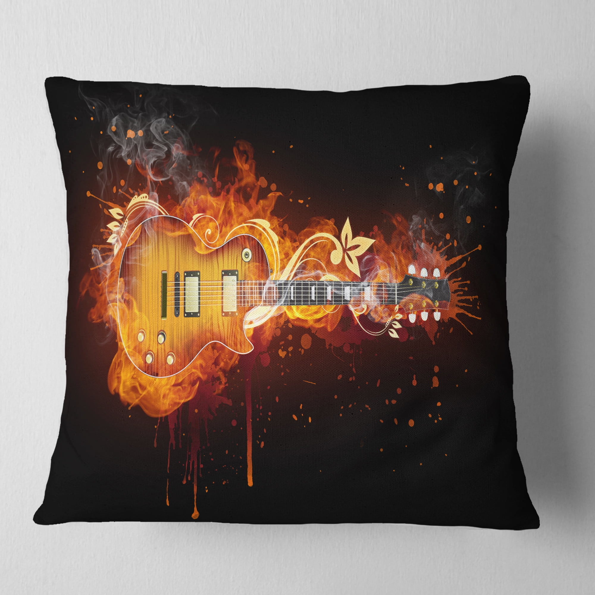 Designart Electric Guitar - Abstract Throw Pillow - 16x16