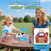 QIAHO Farm Animal Toys Take Along Barn Playset for Toddlers Montessori Toys with 10 Animals Figurines & DIY Stickers