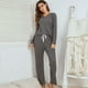 thumbnail image 1 of Conjunto de pijamas para mujer, camiseta de manga larga con cuello en V y pantalones largos, ro Irfora Pijamas Mujer, 1 of 7