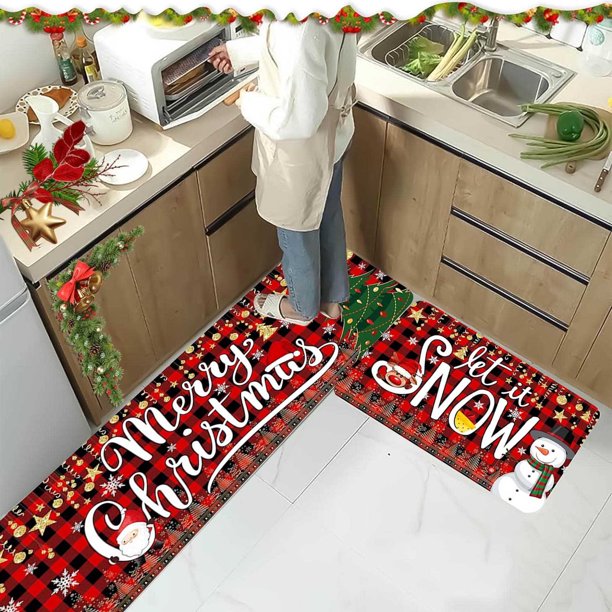 Ganfancp Alfombra de Cocina Reno de Navidad Árbol de Navidad Alfombra de Entrada de Casa Alfombra de Puerta de Baño Alfombra de Suelo Sucio Ofertas Flash Alfombrilla 40*60Cm*1 40*120Cm*1