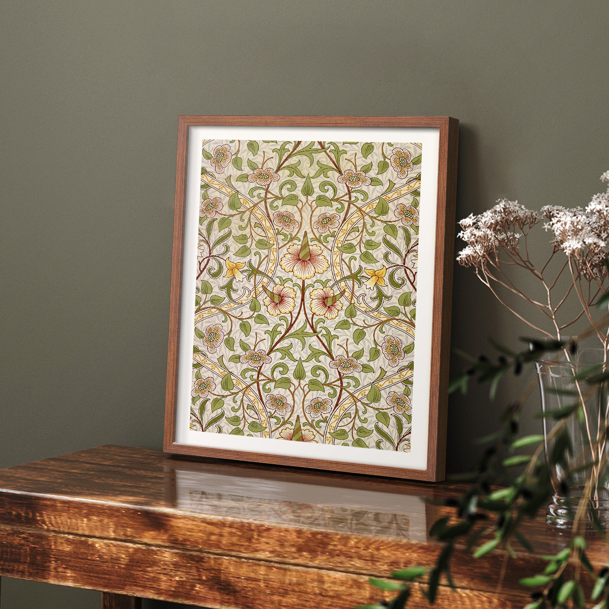 Vintage Abstract Print XXXIV - 10in. x 8in. Vintage Framed Print in Walnut Wood Frame