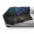 thumbnail image 3 of Galaxy Soft Flannel Fleece Throw Blanket, Outer Space View from Rustic Wooden Deck Blue Nebula Star Night, Cozy Plush for Indoor and Outdoor Use, 50" x 60", Purple Blue Brown, by Ambesonne, 3 of 6