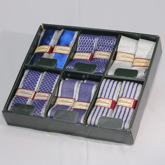 The Ribbon People 36pc Blue and Silver Contemporary Craft Ribbon 1.5" x 108 Yards
