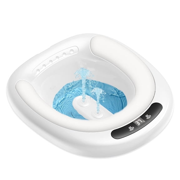 Electric Sitz Bath for Toilet Seat Sitz Bath for Hemorrhoids Postpartum Care with Dual Nozzles 3-Level Water Flow Water Temperature Display for Women Men