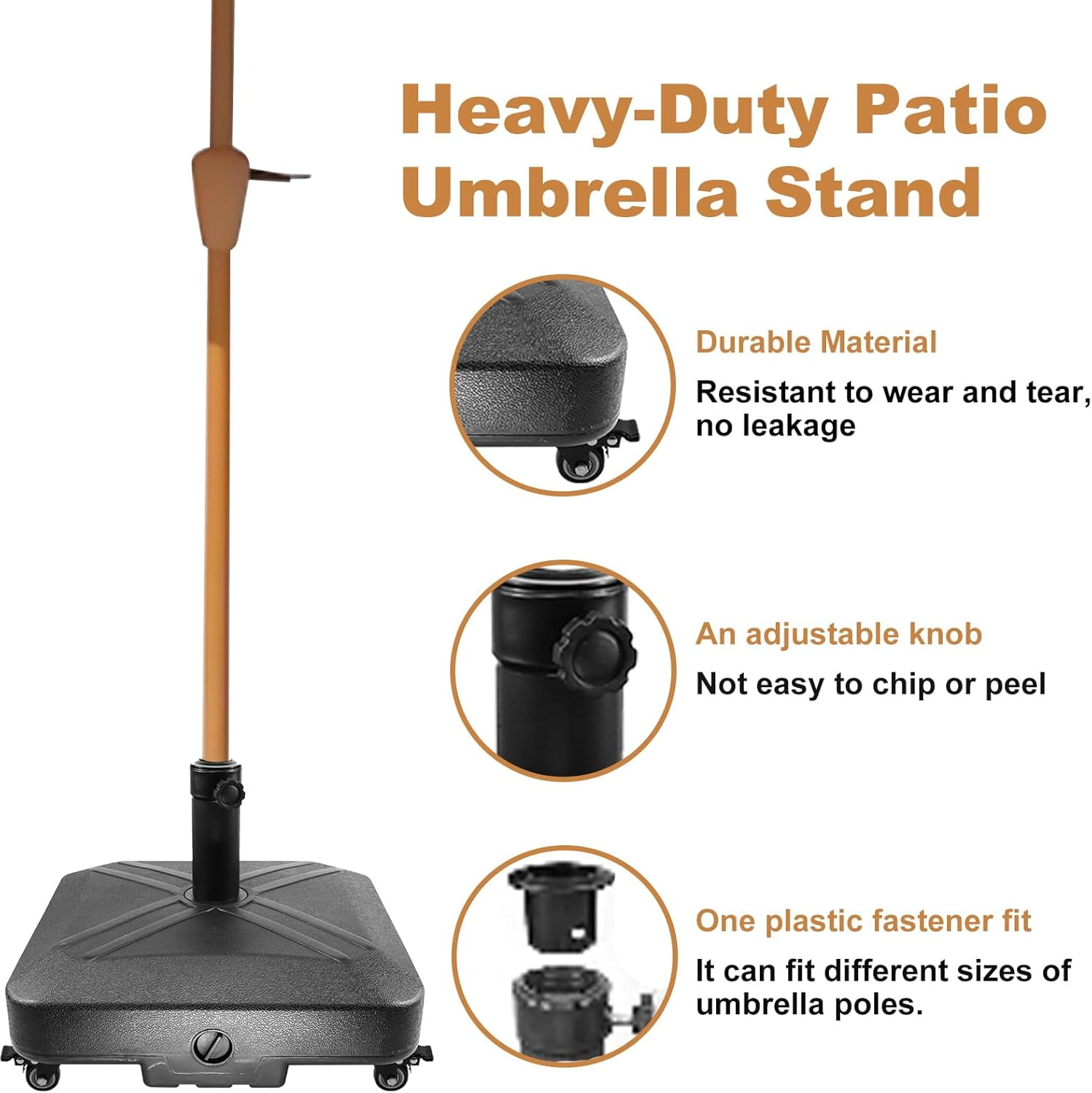 Ryanstar Racing Patio Umbrella Base 125 lb Water and Sand Filled Plastic Moving Heavy Duty Parasol Stand, Outdoor Flagpole Base, Removable Umbrella Base for Patio Garden Pool