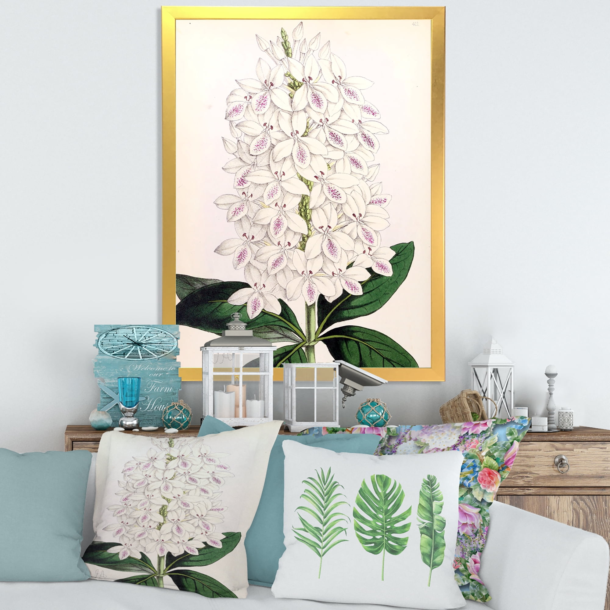 Designart 'Ancient White Orchid III' Traditional Framed Art Print