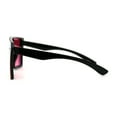 thumbnail image 4 of Womens Retro Oversize Angular Flat Top Shield Plastic Frame Rimless Sunglasses Black Orange Mirror, 4 of 4