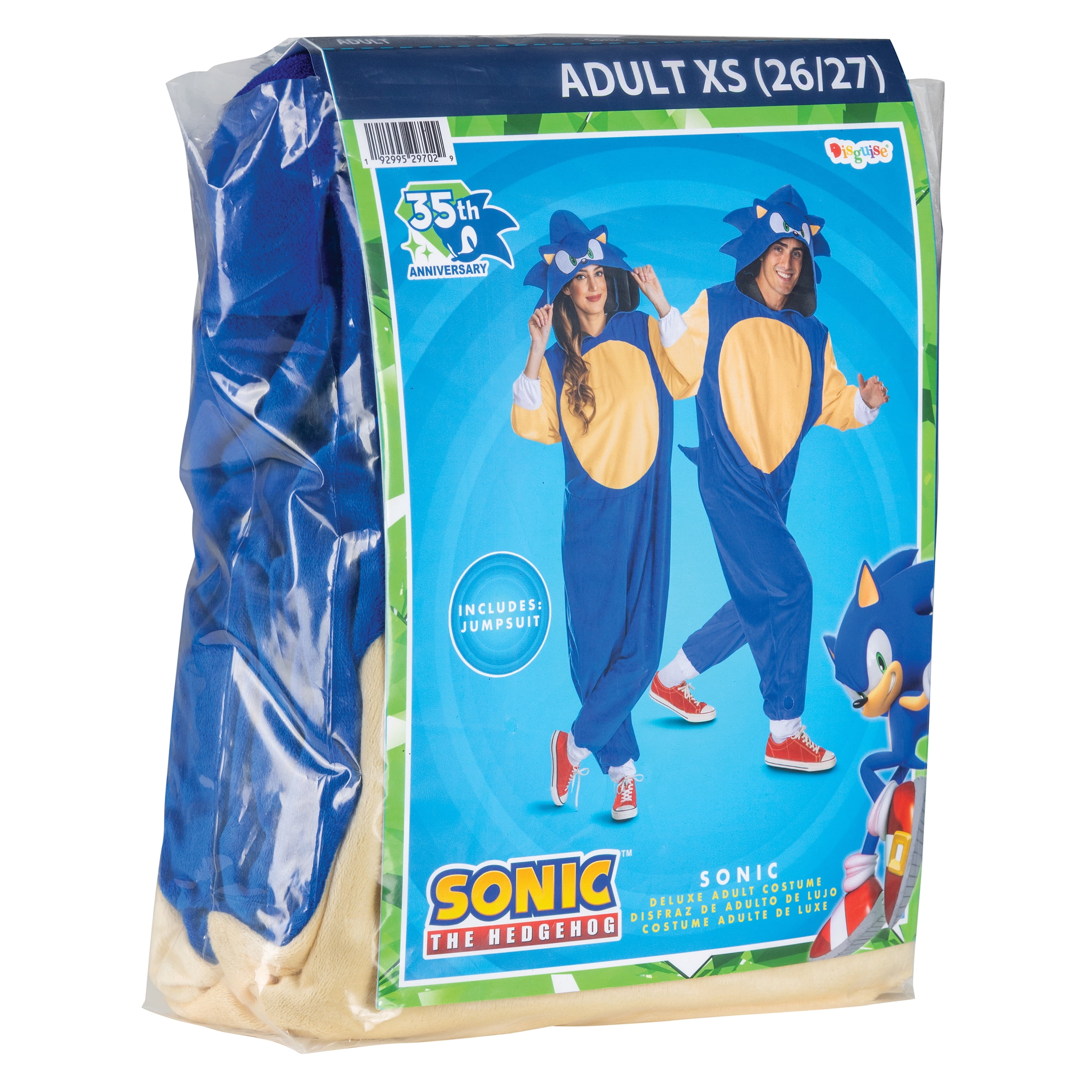 Sega Sonic The Hedgehog Sonic Halloween Costume for Adults, Mens Size XS (26/27), by Disguise