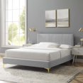 thumbnail image 2 of Platform Bed Frame, Full Size, Velvet, Light Grey Gray, Modern Contemporary Urban Design, Bedroom Master Guest Suite, 2 of 10