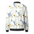 thumbnail image 5 of Women's Bomber Jacket Causal Floral Zip Up Long Sleeve Coat with Pockets 2025 Lightweight Loose Fall Fashion Outerwear Cardigan, 5 of 5