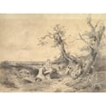 thumbnail image 2 of Mari ten Kate 14x11 Gold Ornate Wood Frame and Double Matted Museum Art Print Titled - Landscape with an Artist Sketching, 2 of 4