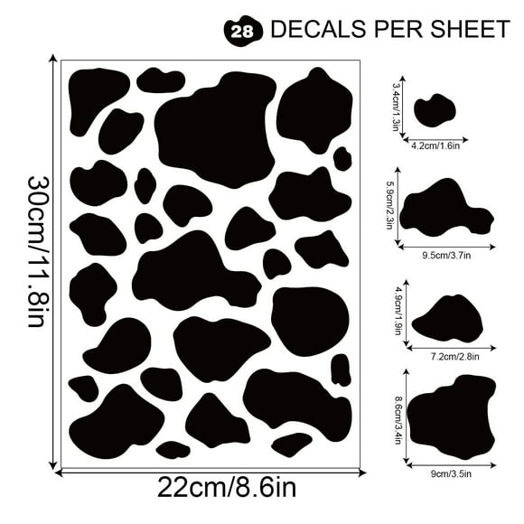 Namzi 10 Sheets Wall Decals - For Kitchen Bedroom Living Room Laundry Bathroom Decor Removable Peel and Stick Indoor Wall Decor，Cow pattern A