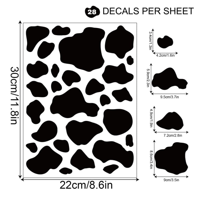 Nvzi 10 láminas de vinilos decorativos para pared - Para cocina, dormitorio, sala de estar, lavandería, baño, decoración de pared interior removible, autoadhesiva, diseño de vaca A