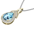 thumbnail image 2 of Dazzlingrock Collection 10X7mm Pear Blue Topaz & Round White Diamond Teardrop Pendant for Women with 18 Inch Silver Chain (0.15 ctw, Color I-J, Clarity I1-I2) in 18K Yellow Gold, 2 of 4