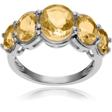 Brinley Co. Women's Citrine Sterling Silver Oval 5-Stone Fashion Ring