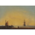 thumbnail image 2 of Ivan Konstantinovich Aivazovsky 18x14 Gold Ornate Wood Frame and Double Matted Museum Art Print Titled - In the Roads, Evening (1867), 2 of 4