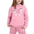 thumbnail image 4 of Toddler Outfits for Girls Sets Winter Hoodie Joggers Comfy Casual Kids Print Cute Girls' Fall Clothing Sets Light Pink Size 4-5T, 4 of 4
