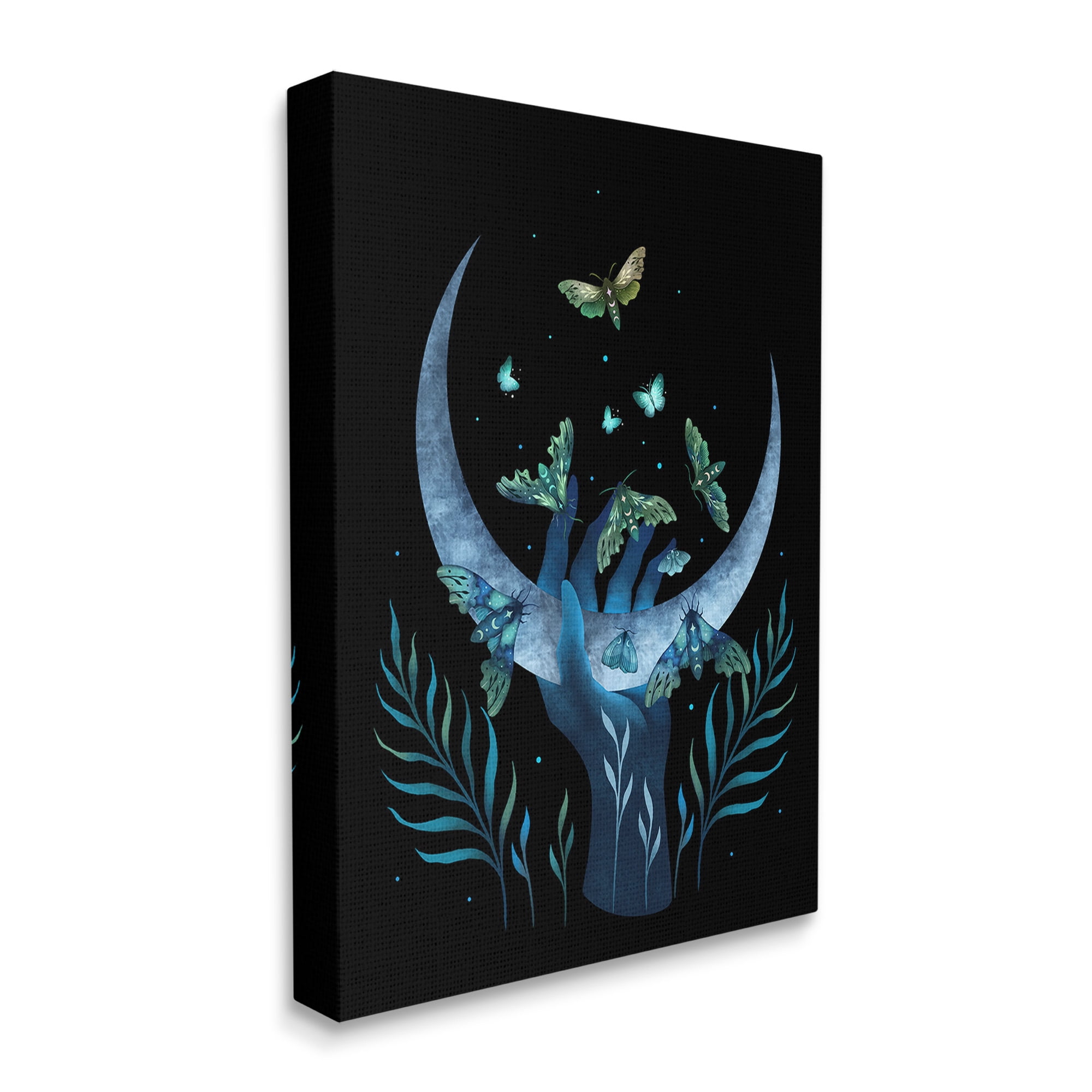 Stupell Industries Holding Moon with Moths Animals & Insects Painting Gallery Wrapped Canvas Art Print Wall Art, 30 x 40