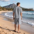 thumbnail image 5 of Men'S 2 Pieces Shirt Set Short Sleeve Button Down Casual Hippie Holiday Beach T-Shirts Shorts Outfits Gray M, 5 of 8