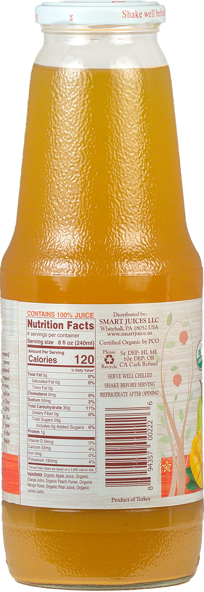 Smart Juice Organic Tropical Juice - 100% Juice, Not From Concentrate - 33.8 fl oz (1L) - (Pack of 6)