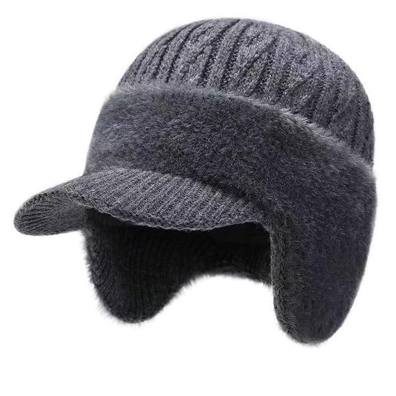 Willtoo Cozyhead Beanie, Cozy Head Beanie, Winter Hat with Ear Flaps & Brim, Fleece Lined Outdoor Warm Windproof Hat Gray