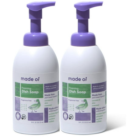 - (2 Pack) MADE OF Foaming Organic Baby Dish and Bottle Soap - Organic Castile Soap All Purpose, Fragrance Free, 18 oz