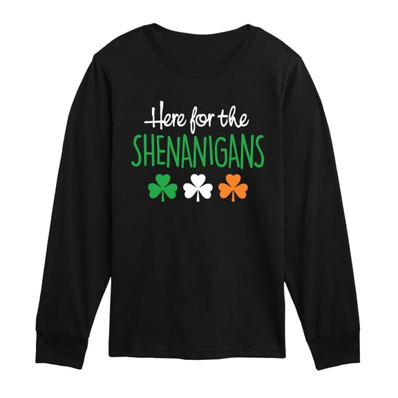 Instant Message - Here for the Shenanigans - Youth Boys Long Sleeve Graphic T-Shirt