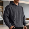 thumbnail image 7 of Mens Knitted Hoodies Oversized Long Sleeve Pullover with Kangaroo Pockets Texture Work Hooded Sweatshirts Big and Tall Gray,L, 7 of 7