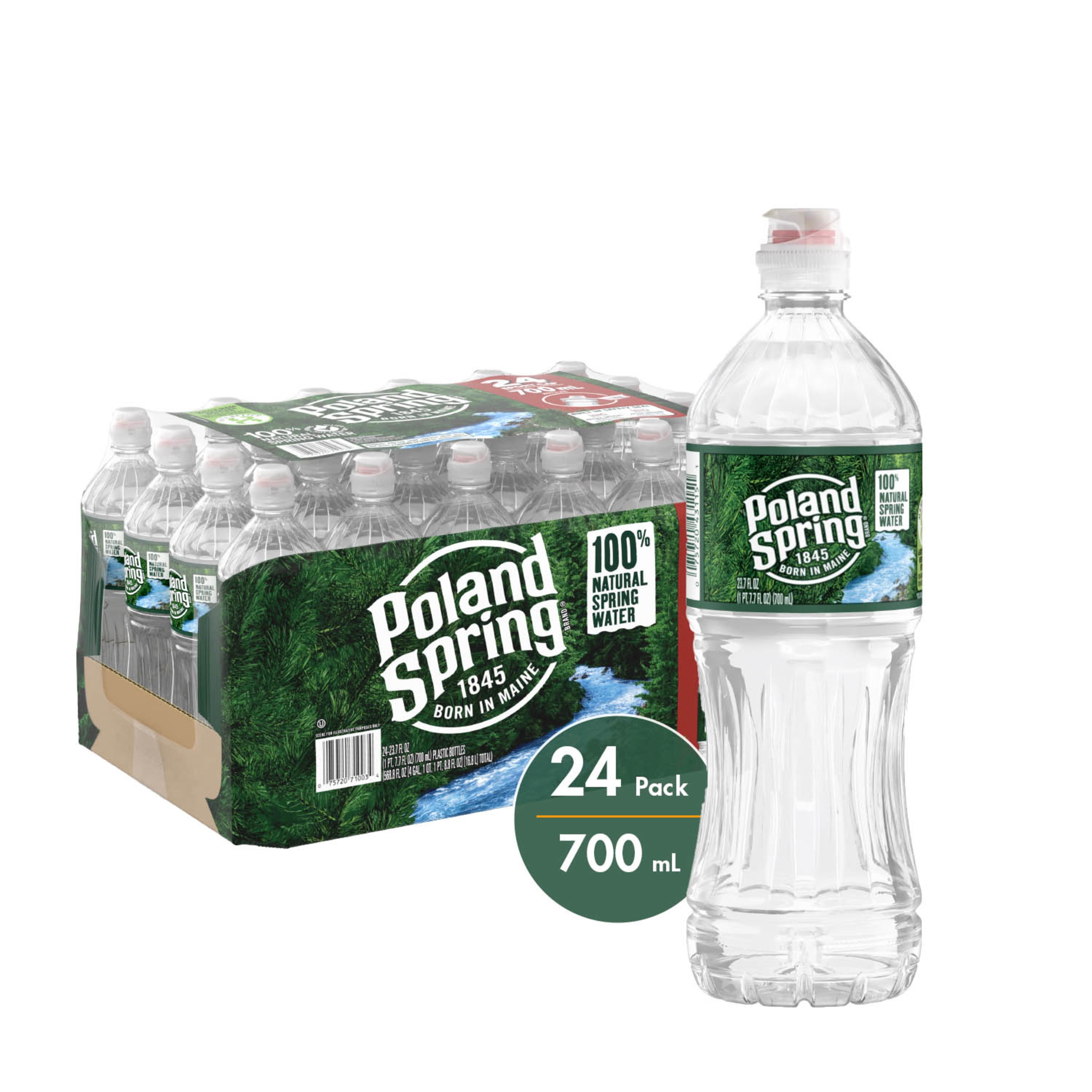 POLAND SPRING Brand 100 Natural Spring Water, 23.7ounce plastic