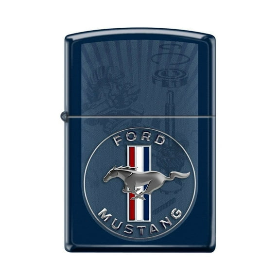 Zippo Lighter - Personalized Custom Message Engraved on Backside for Ford Mustang Navy Matte #Z5041
