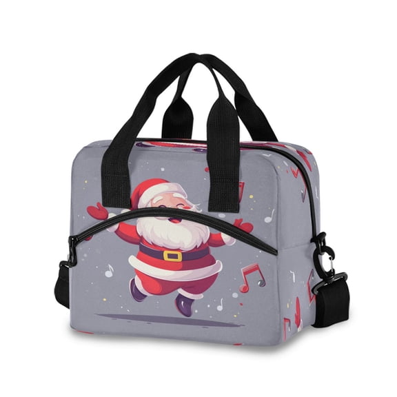 Meal Bag Large Capacity Handheld Lunch Bag Crossbody Insulated Bag for Office, Picnic, Travel Happy Santa Claus