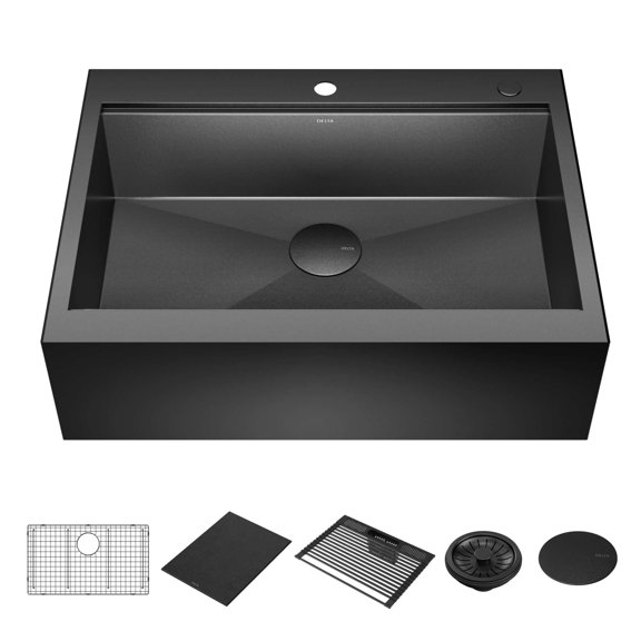 Delta 95D9031-T30S-GS Rivet 30" Workstation Farmhouse Apron Front Kitchen Sink Drop-In 16
