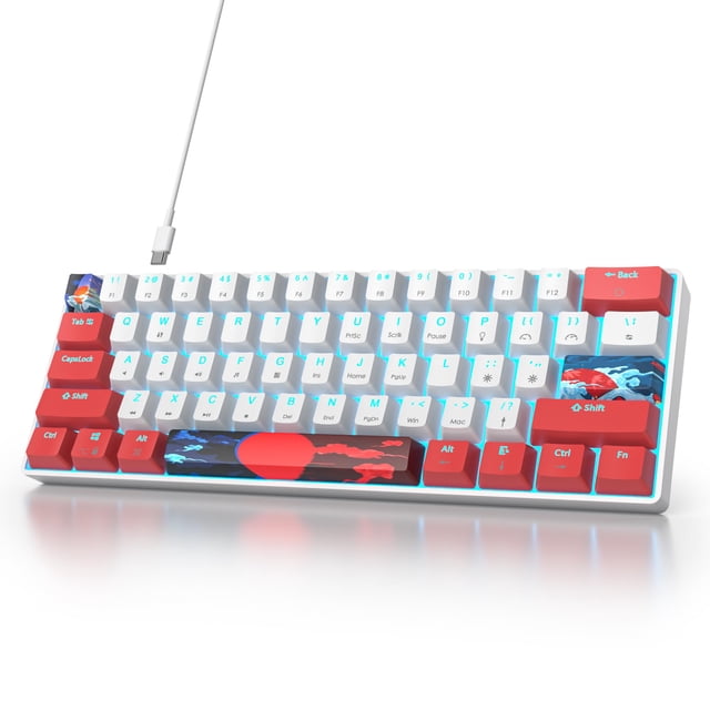 Ussixchare Teclado Mecánico para Juegos con Cable de 61 Teclas y Switch Rojo