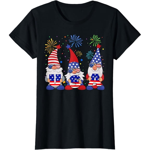 Funny American Gnomes Sunglasses Patriotic USA 4th Of July T-Shirt