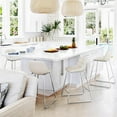 thumbnail image 3 of LUE BONA Checkered Pattern Faux Leather Bar Stools, Antique White (Set of 4), 3 of 7