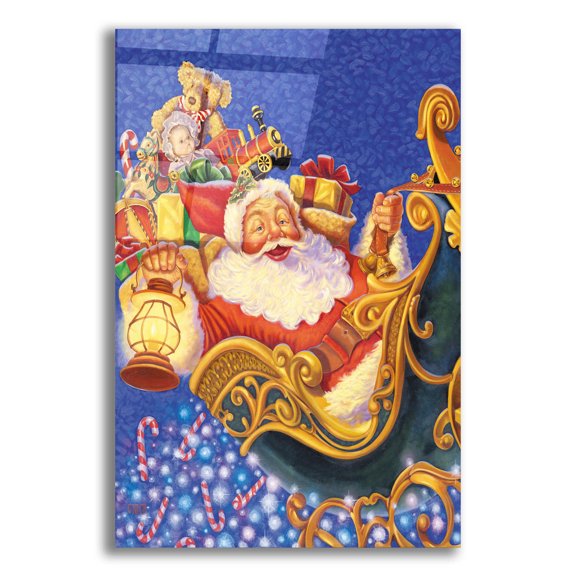Epic Art 'Santa Sleigh Sparkles' by Christopher Nick, Acrylic Glass Wall Art, 12"x16"