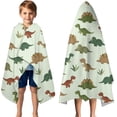 thumbnail image 3 of Light Green Dinosaurs Plants Pattern Hooded Bath Towel，50"x30" for Ages 3 To 12 Kids, Quick Dry Lightweight Soft Microfiber Hood Beach Towel Cover Up for Kids, 3 of 7