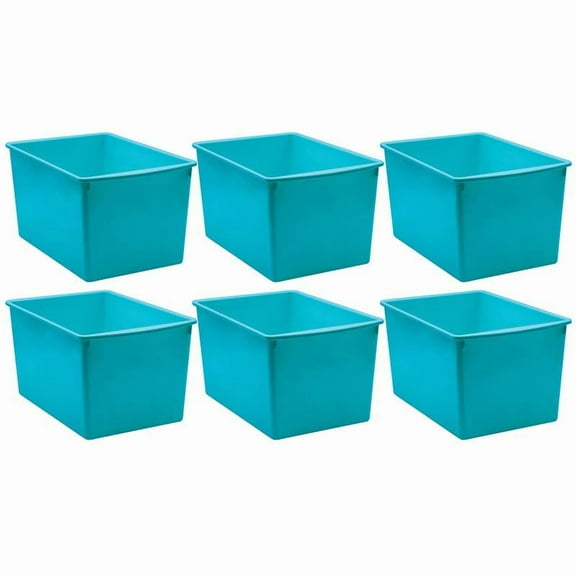 Teacher Created Resources Plastic Multi-Purpose Bin, Teal, Pack of 6