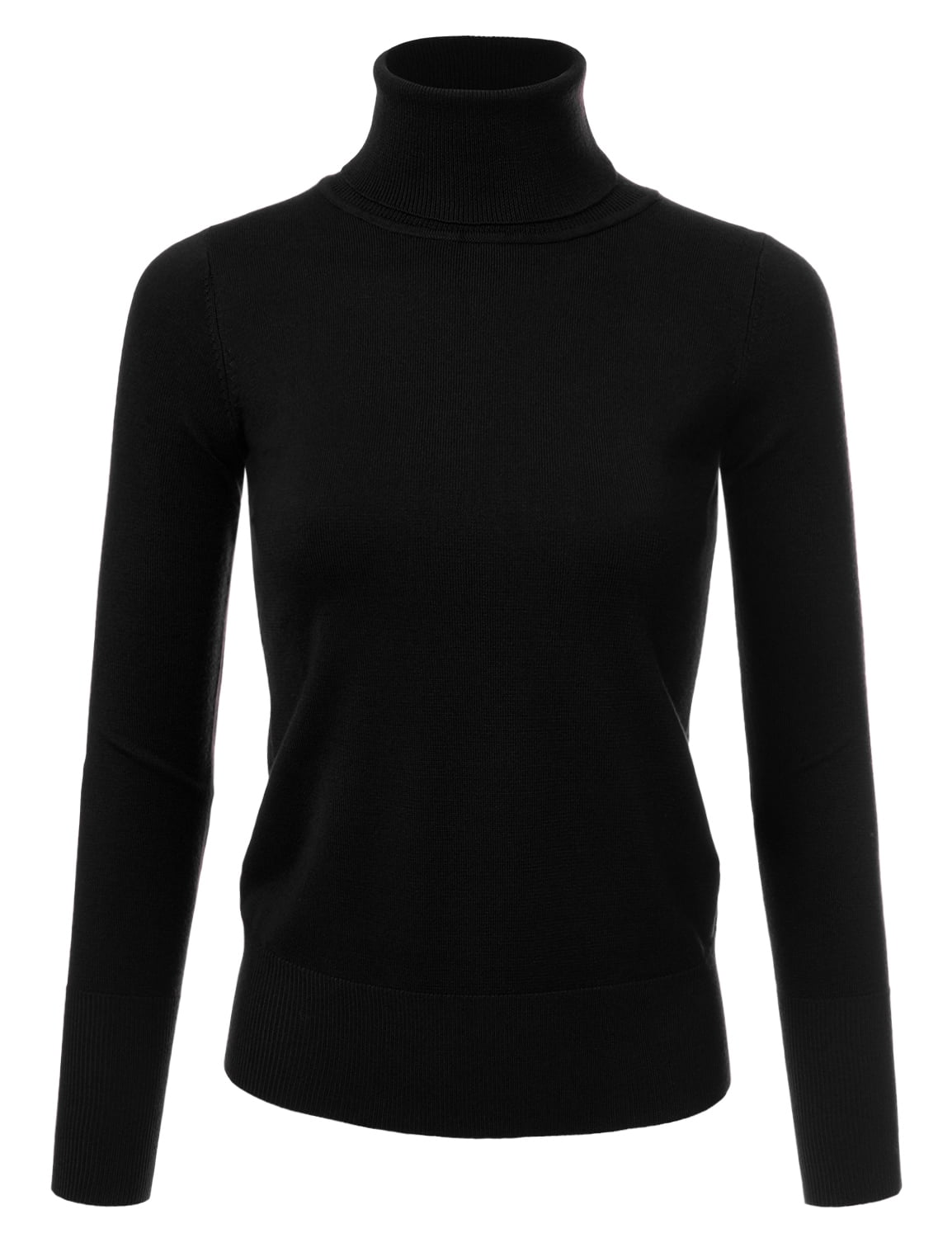 JJ Perfection Women's Stretch Knit Turtle Neck Long Sleeve Pullover ...