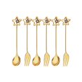 thumbnail image 2 of Juego de Cubiertos navideños BLESIY de 6 piezas cucharas mezcladoras de café reutilizables acero inoxidable tenedor para Estrella, 2 of 8