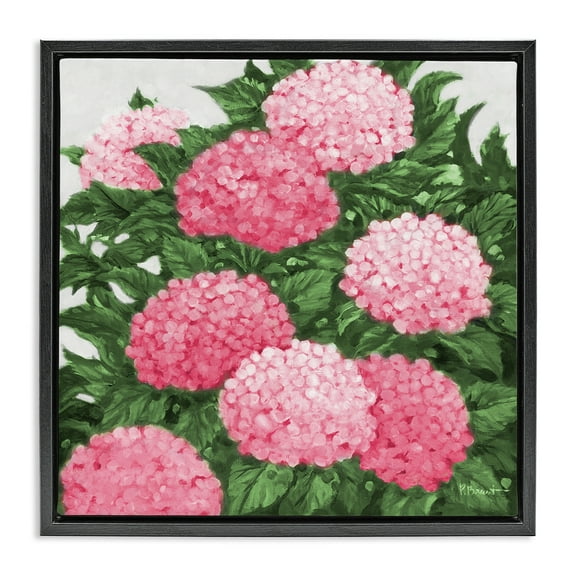 Stupell Industries Pink Hydrangea Impressions Black Framed Floater Canvas Wall Art design by Paul Brent, 18 x 18