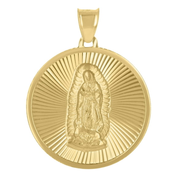 10k Yellow Gold Mens Guadalupe Religious Round Medallion Charm Pendant