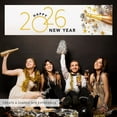 thumbnail image 2 of Koyal Wholesale 47x13 Happy New Year Banner Disco Balls Champagne Black Gold NYE Décor, 2 of 4