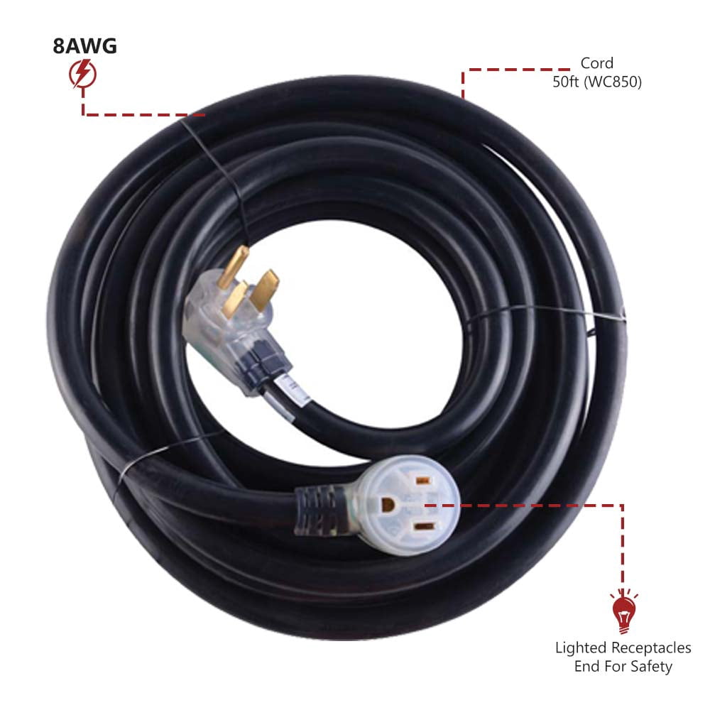 Superior Electric Wc850 Heavy Duty Welder Extension Cord With 3 Prong Lighted Receptacles A A A œ 8awg 50ft Nema 6 50 Walmart Com Walmart Com